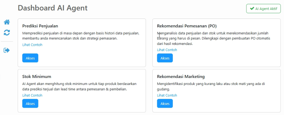 ai agent erzap erp - dapatkan prediksi penjualan, rekomendasi PO dan marketing